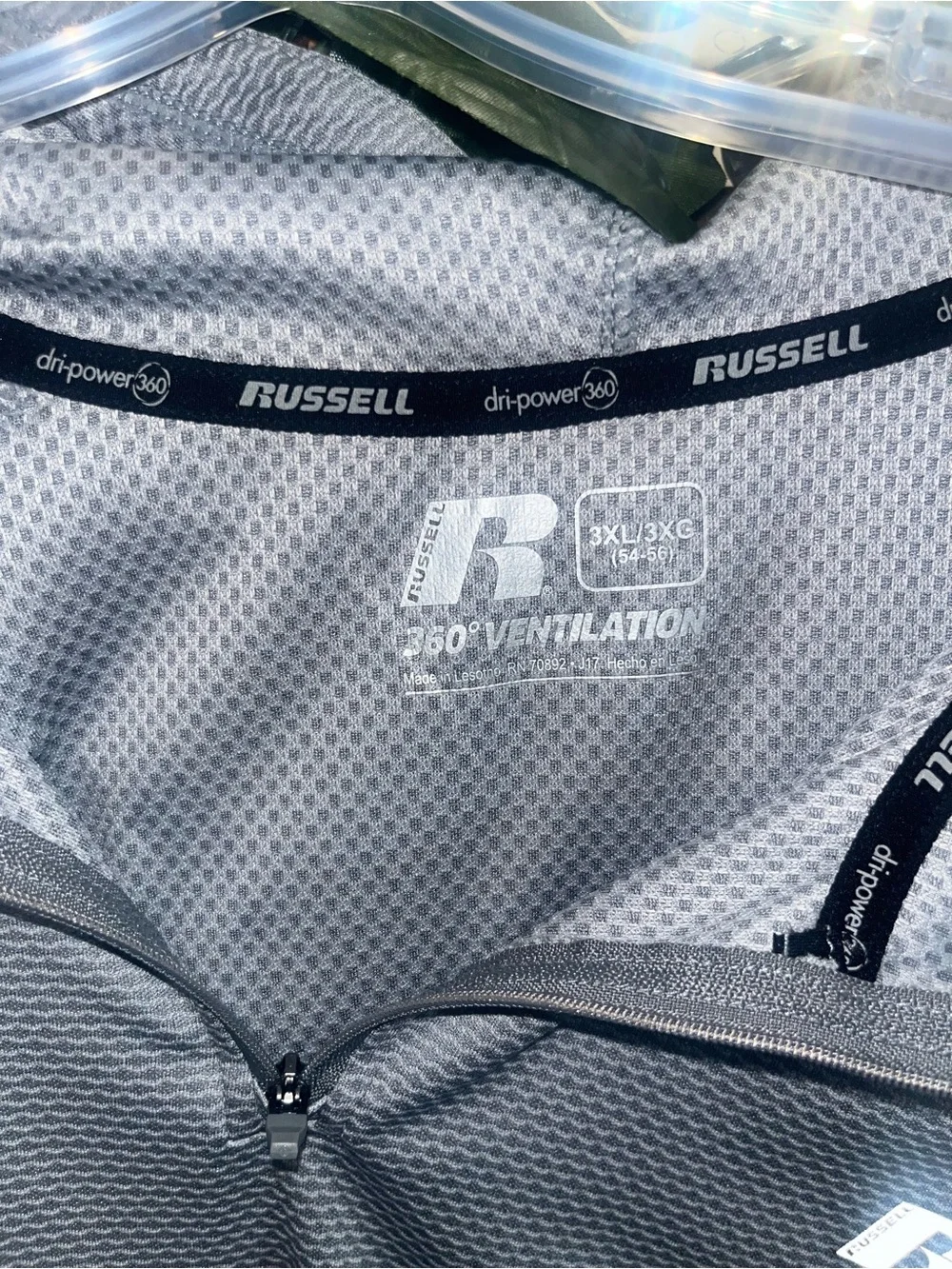 Men's Russell Athletic Gray Performance Half-Zip Hoodie Size 3XL